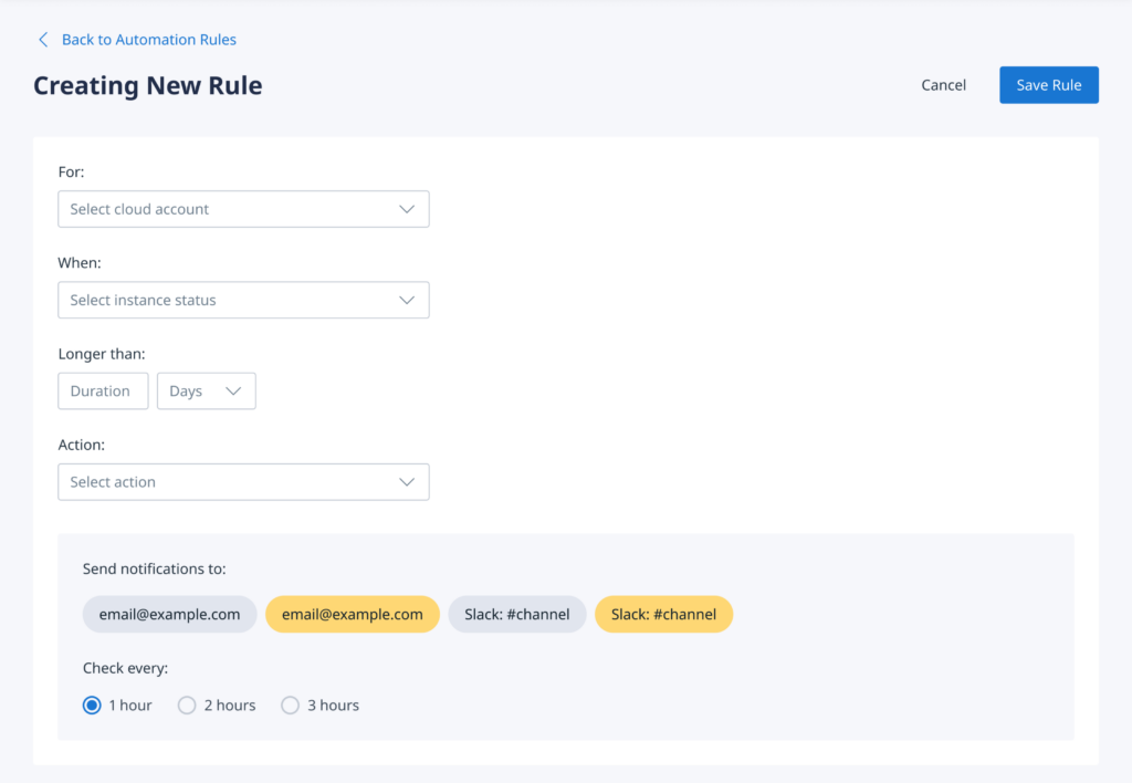 Creating a new rule in Binadox Automation Rules section