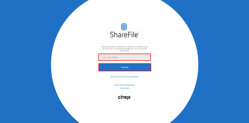 Subdomain API Login ShareFile