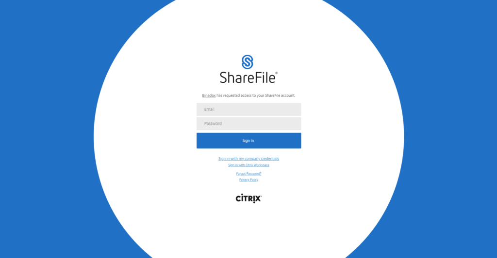 Connection Page ShareFile