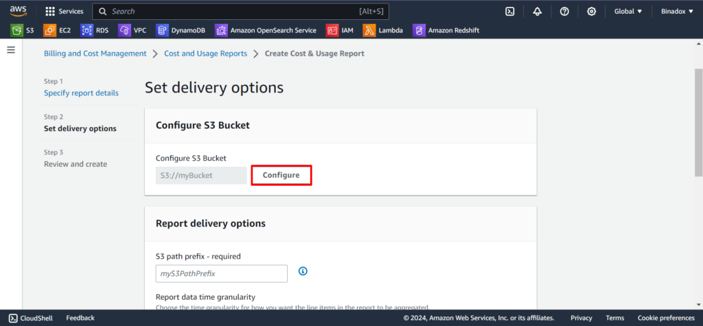 Set delivery options