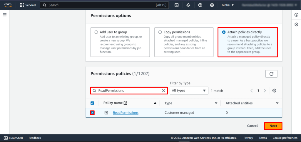 Attach policies directly