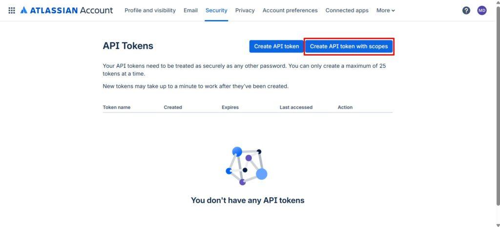 Create API token with scopes