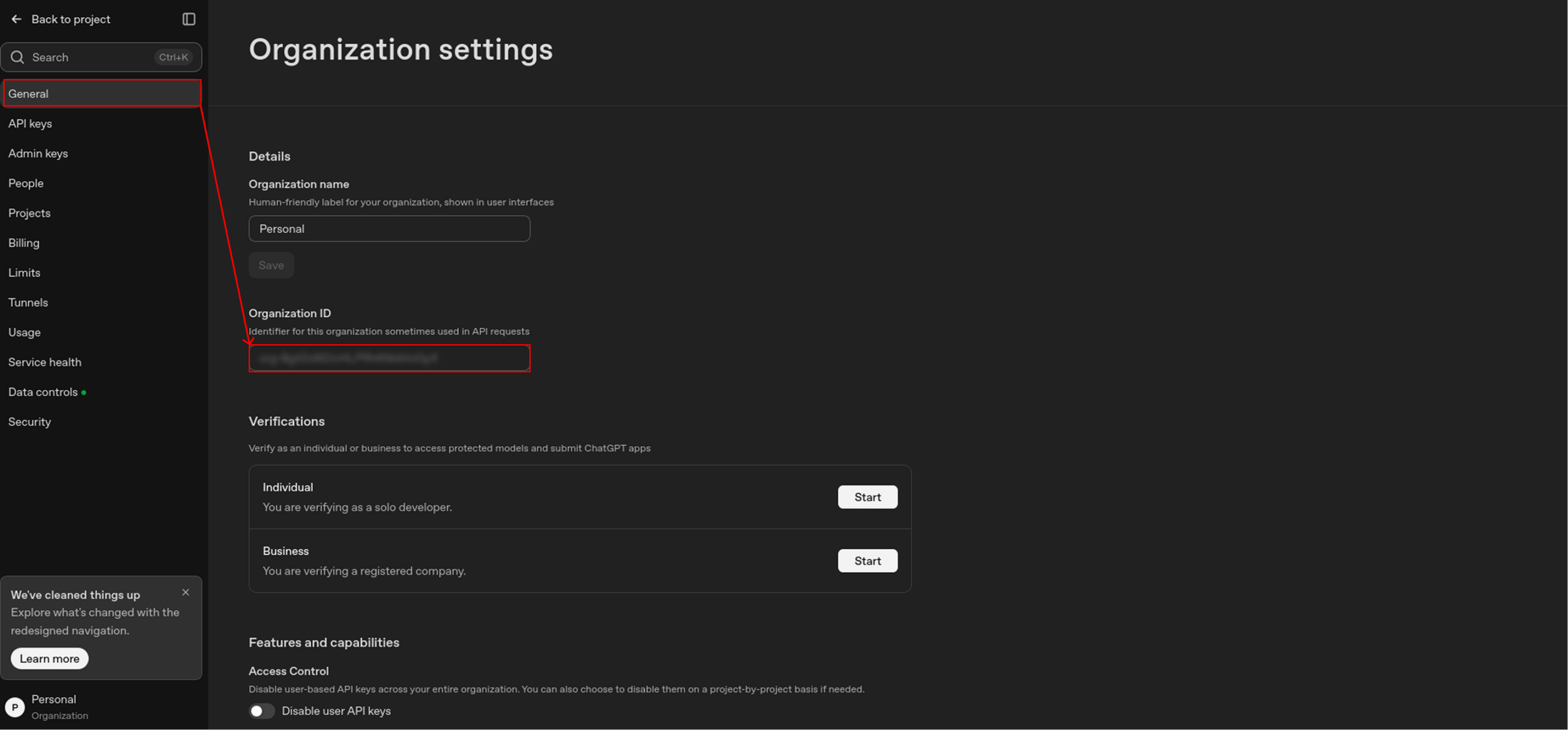 Organization settings