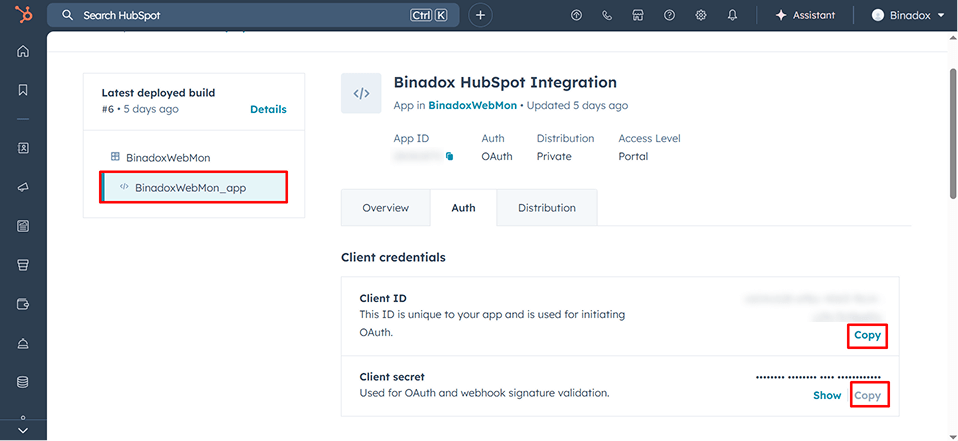 Copy Client ID and Client Secret