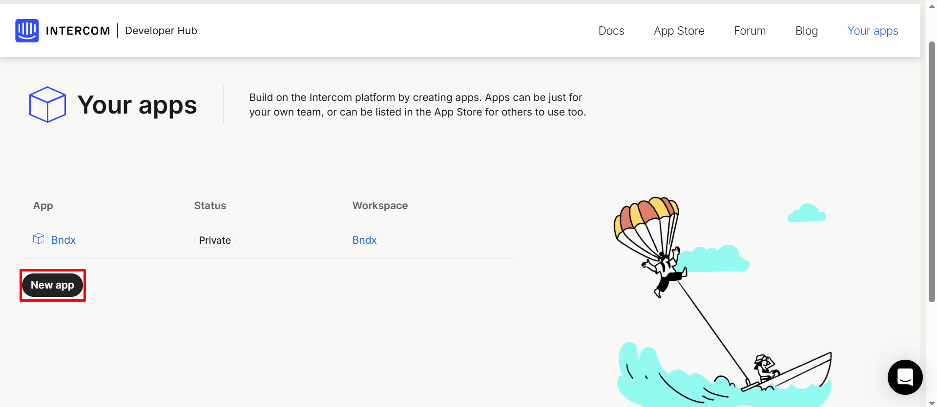 Click the New app Button