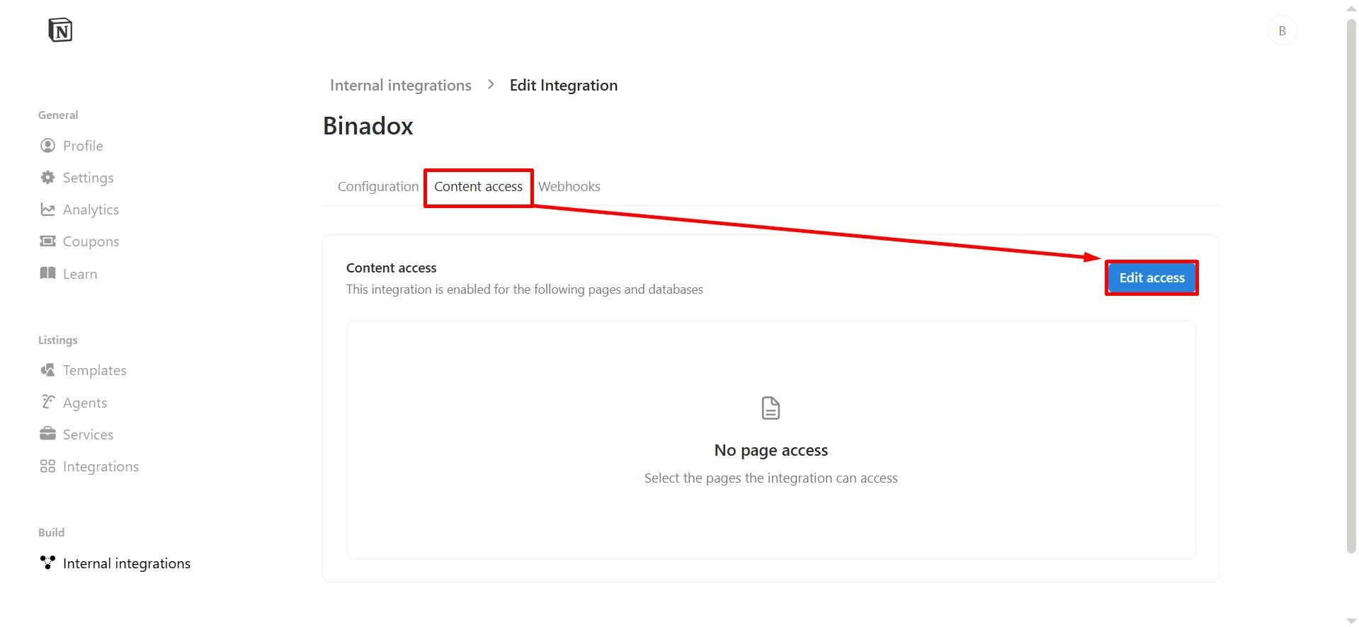 Content access section
