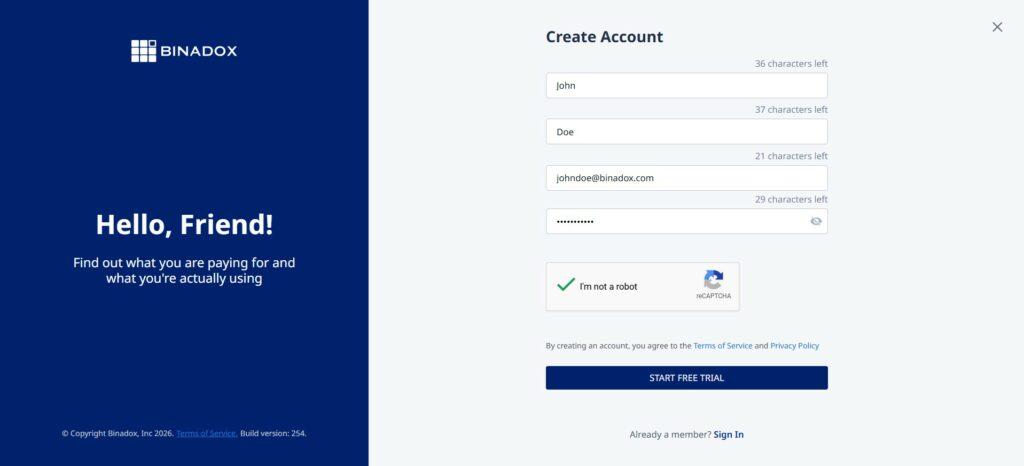 Create account