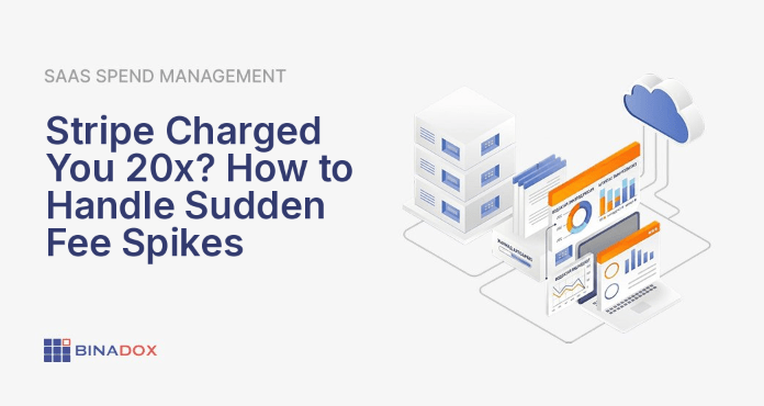 A business owner looks with concern at a financial report displaying unexpected payment processing fees, represented by a sharply rising graph. The scene conveys the stress of sudden, unexplained cost increases in payment processing.