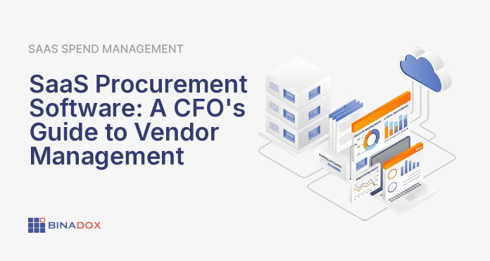 A CFO uses saas procurement software to gain control over a complex landscape of unmanaged SaaS applications, symbolizing strategic oversight, cost savings, and streamlined vendor management for finance leaders.