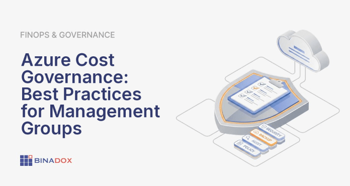 A conceptual illustration showing a robust framework for Azure cost governance best practices. It visualizes a hierarchical structure of Azure Management Groups acting as a central control plane, applying policies and guardrails across multiple subscriptions and resources. Data streams representing financial flows are depicted being optimized and controlled, highlighting the strategic role of management groups in achieving cost efficiency and accountability for enterprise architects.