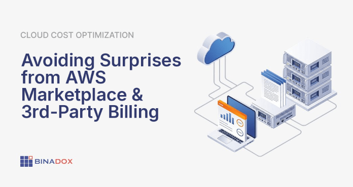 A conceptual illustration showing various third-party vendor icons flowing into a consolidated AWS bill, with a user monitoring and managing these charges on a digital dashboard, symbolizing effective management of AWS third party billing to prevent unexpected costs and maintain budget control.