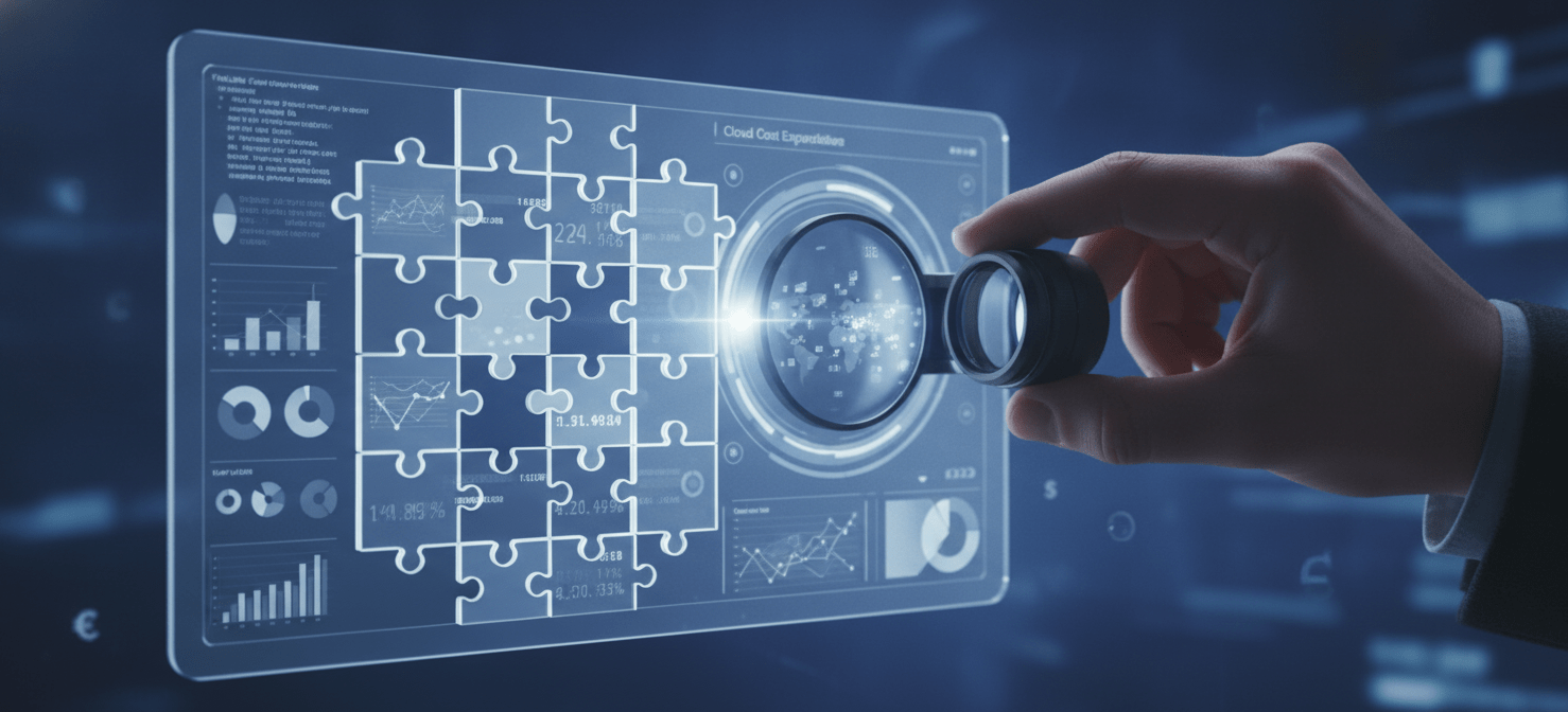 A conceptual illustration symbolizing a complete and accurate view of Azure costs, achieved by correctly setting scopes and permissions, leading to clear financial insights and better management.