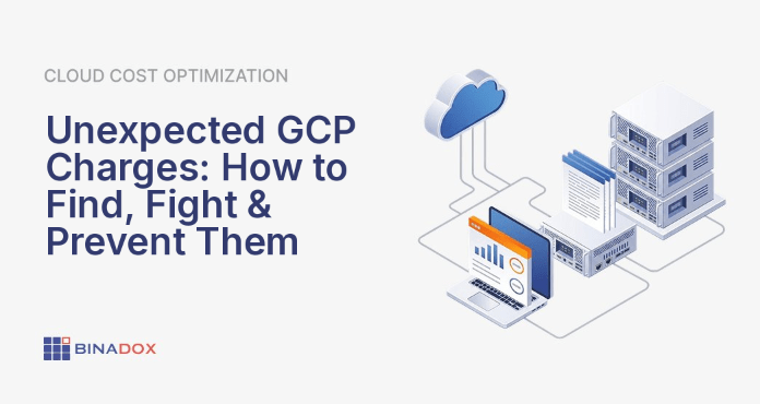 A person stares in disbelief at a digital invoice displaying a surprisingly high amount, surrounded by abstract representations of cloud services and the Google Cloud Platform logo. This image visually captures the common frustration of encountering unexpected GCP charges, highlighting the critical need for effective cost management strategies to prevent budget overruns and ensure financial predictability in cloud operations.