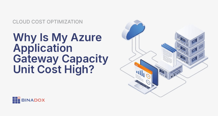 An abstract illustration depicting the Azure Application Gateway as a central processing unit, surrounded by various metrics and cost indicators. The image visually represents the concept of 'azure application gateway capacity unit cost' and the goal of optimizing it, with data flows and cost reduction symbols. It highlights the complexity of managing cloud infrastructure expenses.