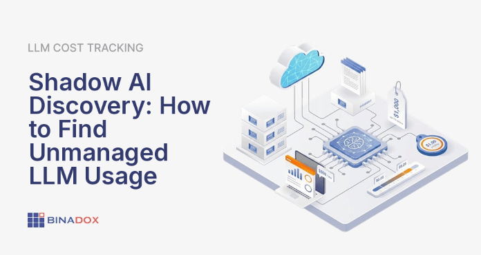 An abstract illustration depicting the concept of shadow AI discovery, with hidden AI interfaces and data flows subtly integrated into a corporate network, symbolizing the challenge of identifying unmanaged AI usage within an organization.
