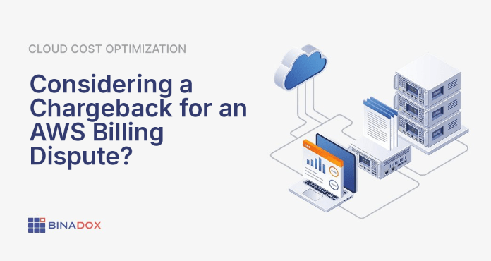 An illustration depicting the complexities and potential pitfalls of an aws billing dispute, showing a user overwhelmed by a large AWS bill with a looming chargeback symbol, highlighting the risks involved.