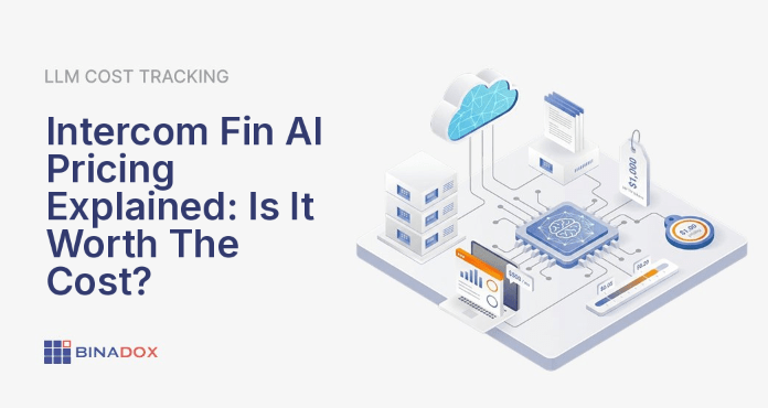 An illustration showing a complex pricing model for AI customer service. A digital brain or robot head represents Intercom Fin AI pricing, with connections to a scale balancing human agent costs against variable AI resolution fees. The image highlights the hybrid nature of Intercom's billing, combining fixed per-seat licenses with usage-based charges for successful AI outcomes, emphasizing the need to understand both components for an accurate cost assessment.