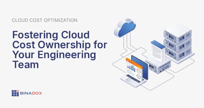 An illustration showing a diverse engineering team actively managing cloud resources, with clear visual indicators of cost implications. Dashboards display real-time spending, linking architectural choices to financial outcomes. This visual metaphor highlights the core concept of cloud cost ownership, where engineers are empowered to make cost-aware decisions, driving efficiency and accountability within their teams.