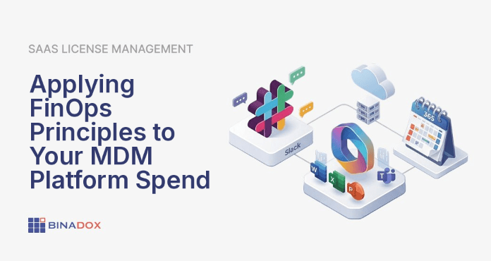 An illustration showing a FinOps team collaboratively managing and optimizing the costs of a Master Data Management (MDM) platform. Key metrics like user license utilization, data volume costs, and departmental allocations are visible on a central dashboard, demonstrating the application of FinOps for MDM platforms to achieve financial transparency and efficiency.