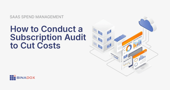 An illustration showing a magnifying glass revealing hidden costs within a complex array of digital subscription icons and invoices, symbolizing the process of a thorough subscription audit to identify waste and optimize spending. The image conveys financial clarity and efficiency.