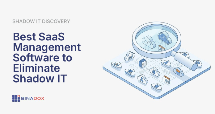An illustration showing the best saas management software bringing order to chaotic shadow IT, with a central platform organizing numerous scattered application icons, symbolizing enhanced visibility and control over an organization's digital assets.