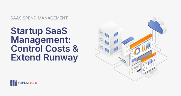 An illustration showing various colorful SaaS application icons metaphorically consuming a startup's financial runway, represented by a declining bar graph. This visual emphasizes the critical need for effective startup SaaS management to control costs and extend operational time for founders and CTOs focused on lean operations and product-market fit.