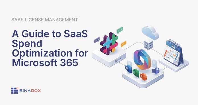 An illustration symbolizing saas spend optimization for Microsoft 365, showing various M365 app icons being streamlined to reduce costs and maximize value. It depicts a strategic approach to managing software expenses, with elements like data analysis and efficiency gains highlighted.
