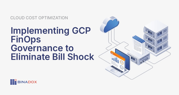 An illustrative diagram depicting robust GCP FinOps governance as a protective shield and control center, actively preventing cloud bill shock. The image shows a complex Google Cloud environment with various services and resources, all monitored and managed through integrated dashboards displaying real-time cost allocation, budget adherence, and key performance indicators. Automated guardrails and policy enforcement mechanisms are visually represented, ensuring predictable spending and financial accountability. This proactive approach highlights how effective governance transforms reactive cost cutting into strategic financial management within GCP.