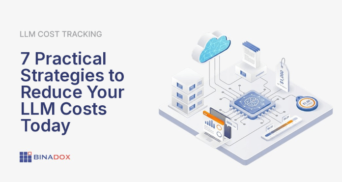 An illustrative infographic demonstrating multiple strategies to reduce LLM costs, including prompt optimization, model routing, caching, and monitoring. The image visually represents how these techniques collectively bring down the financial burden of large language model operations, ensuring sustainable AI development.