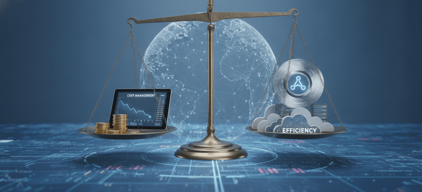 Conceptual illustration representing the importance of Kubernetes cost monitoring for financial accountability and operational excellence. It depicts a balanced system where cost management leads to greater efficiency and optimized cloud resource utilization.