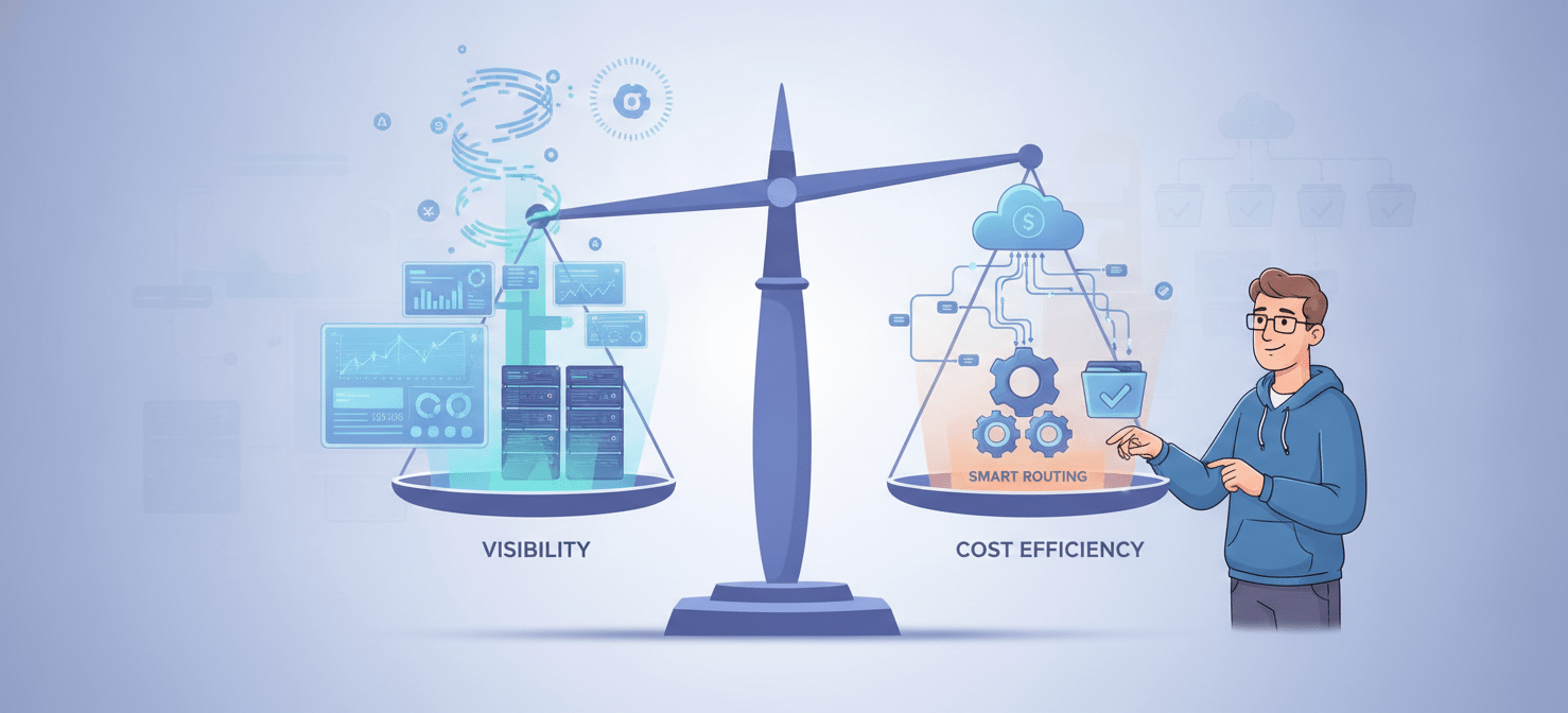 Illustration representing the successful balance between maintaining critical observability and achieving cost efficiency in cloud environments, demonstrating intentional engineering.