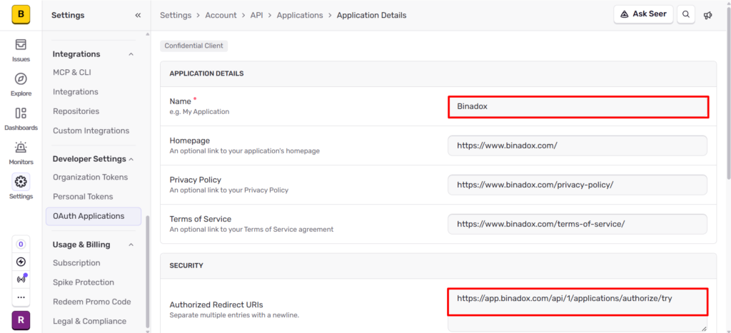 Applications details