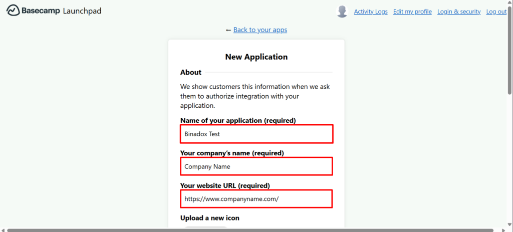 Data about new application