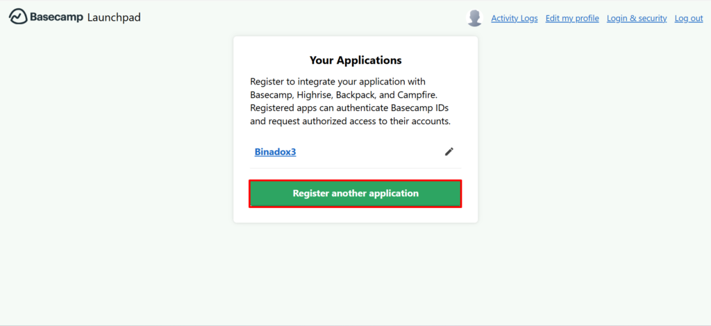 Register new application