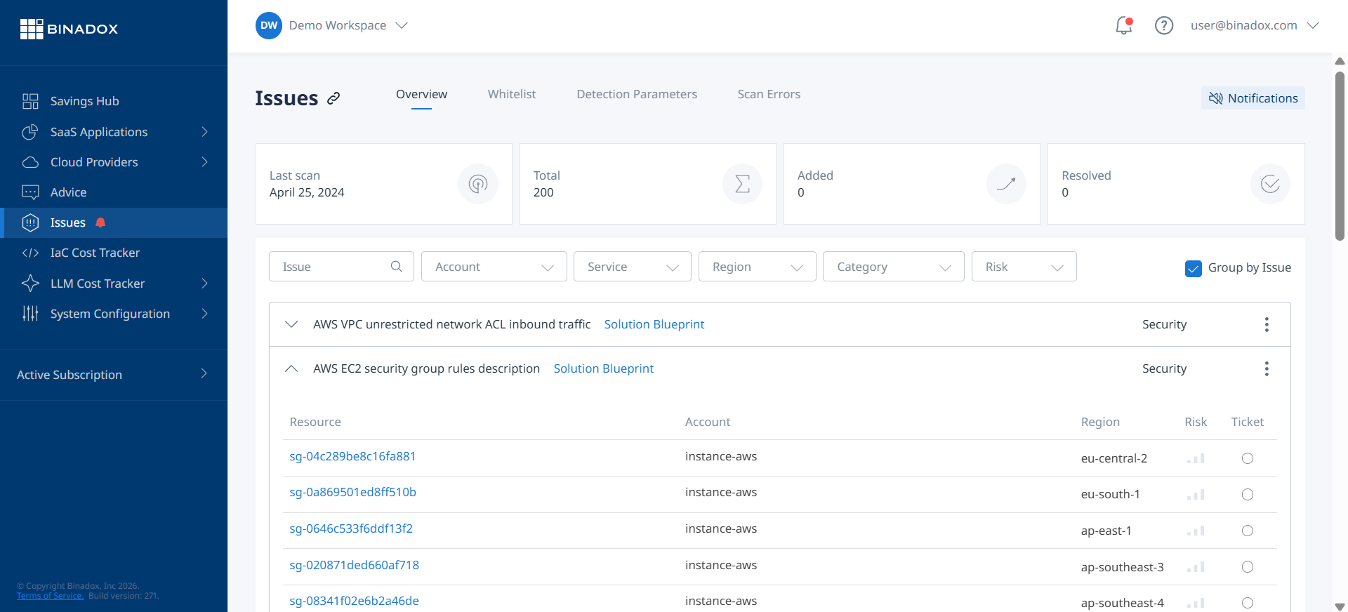 A screenshot of the AWS EC2 Load Balancers console, showing a list of Application Load Balancers. One specific load balancer is highlighted, clearly indicating '0 out of 0 instances in service' in its status, signifying it is unused.