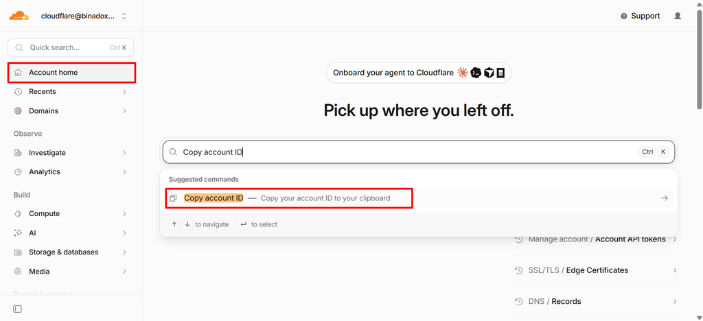 Copy account ID